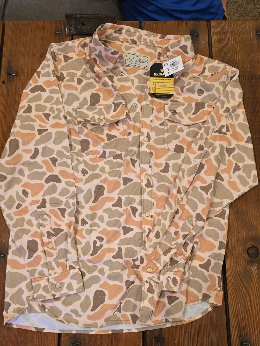 BURLEBO Beige, Peach & Olive Camo Long-Sleeve Western Shirt